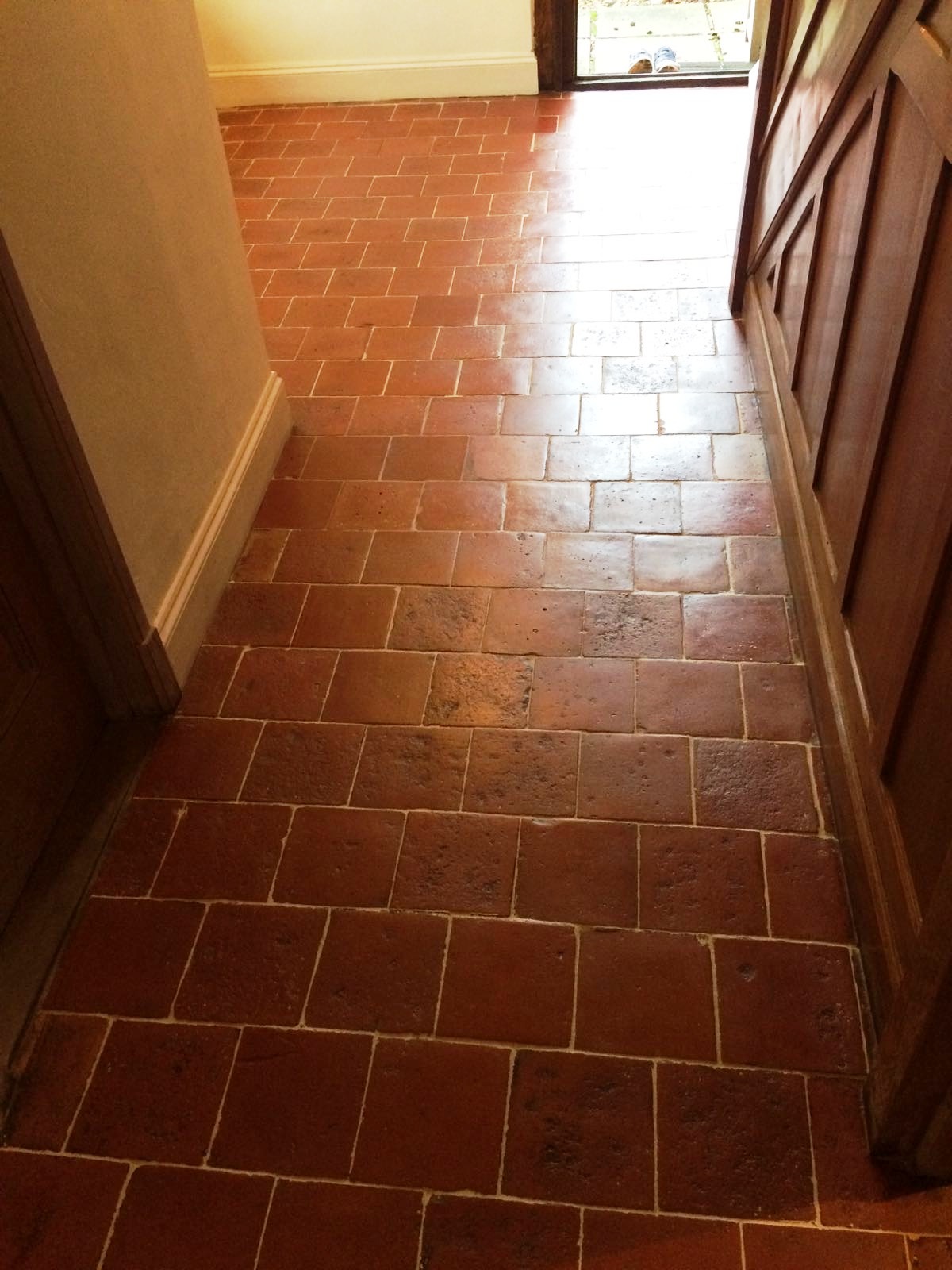 Old Quarry Tiles After Cleaning Hemel Hempstead Farmhouse