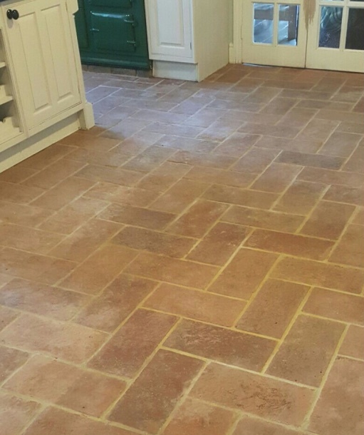 Terracotta Lodge Floor Tile Before Cleaning in Welwyn Garden City