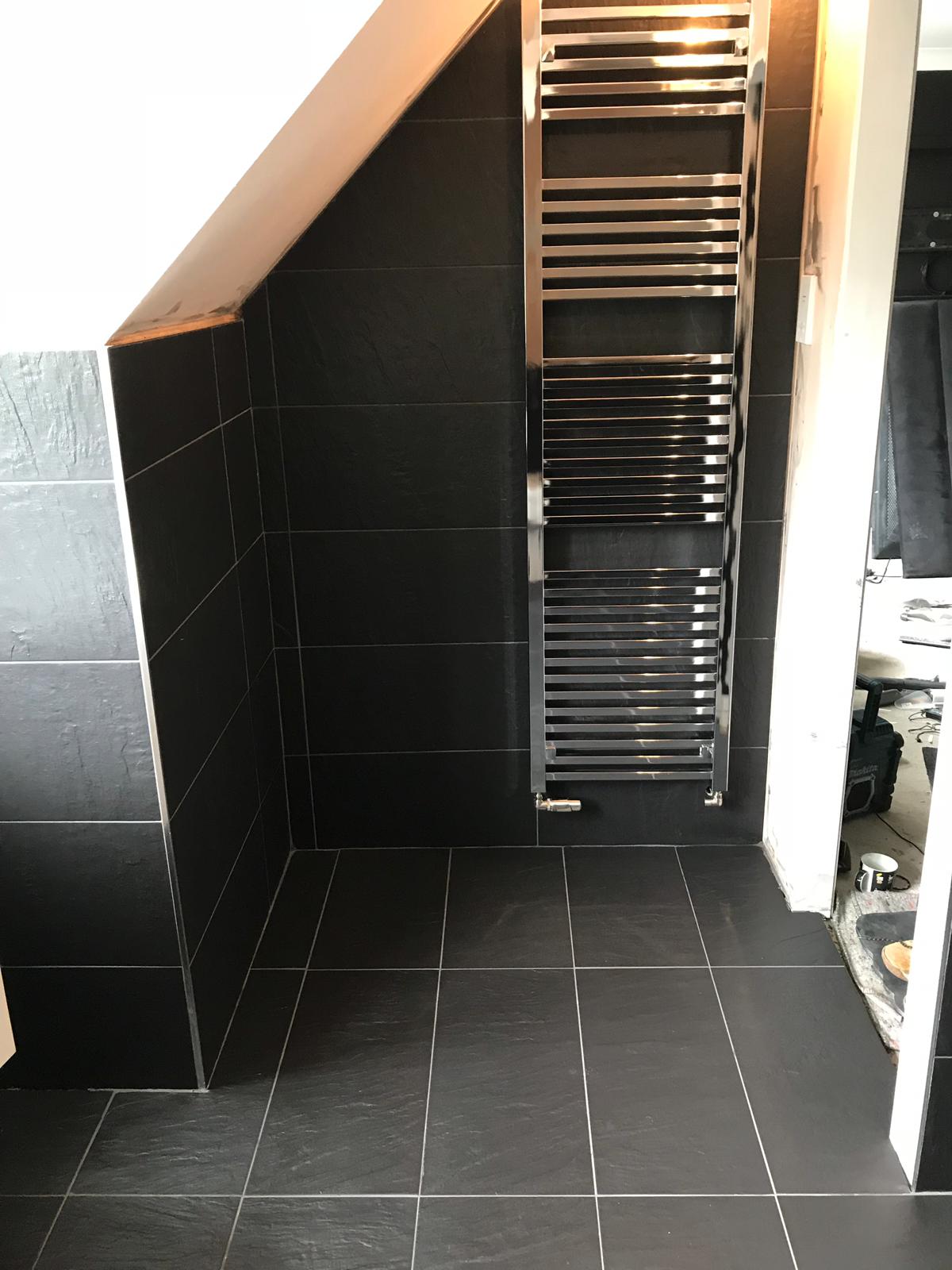 Black Porcelain Bathroom Floor After Cleaning Stevenage