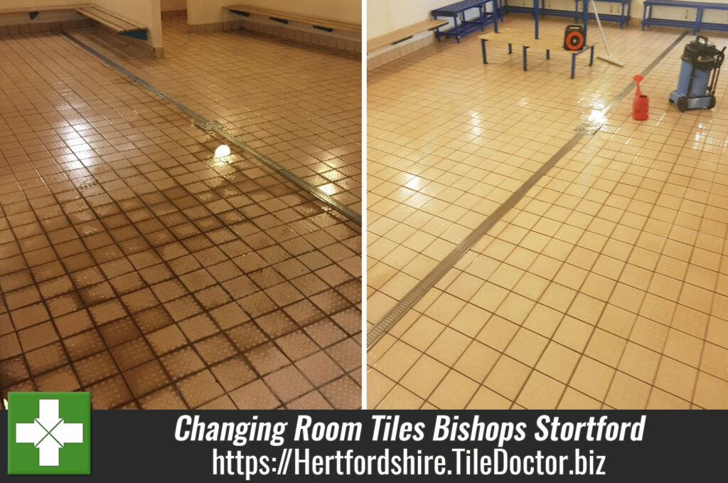 Deep Cleaning Changing Room Tiles at a Bishops Stortford Swimming Pool