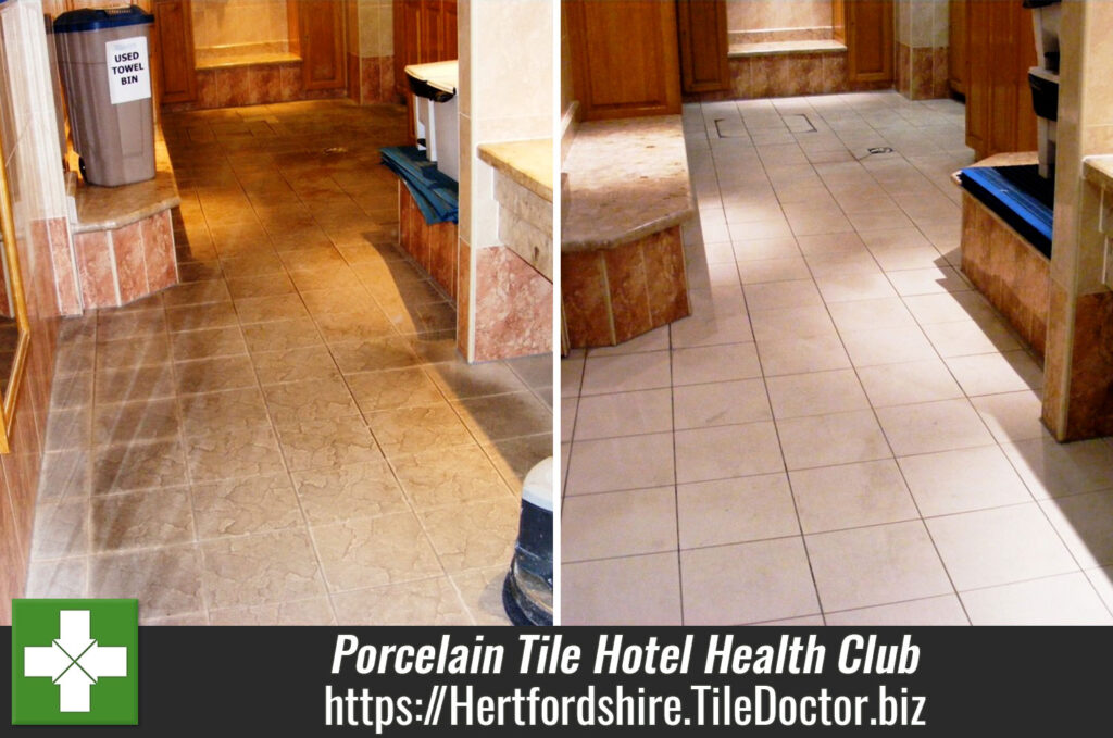 Porcelain Tile Deep Cleaning at a Hotel Health Club