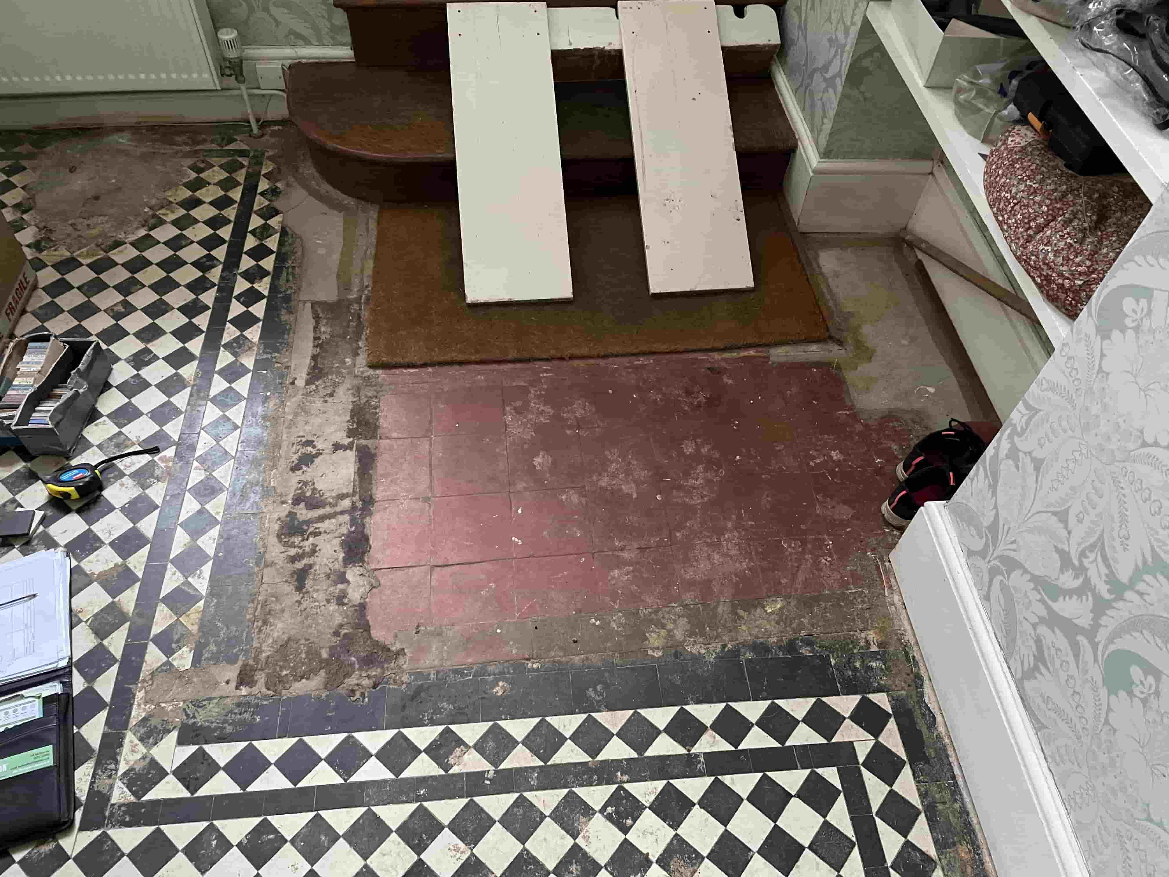Victorian Tiled Hallway Before Restoration Ware
