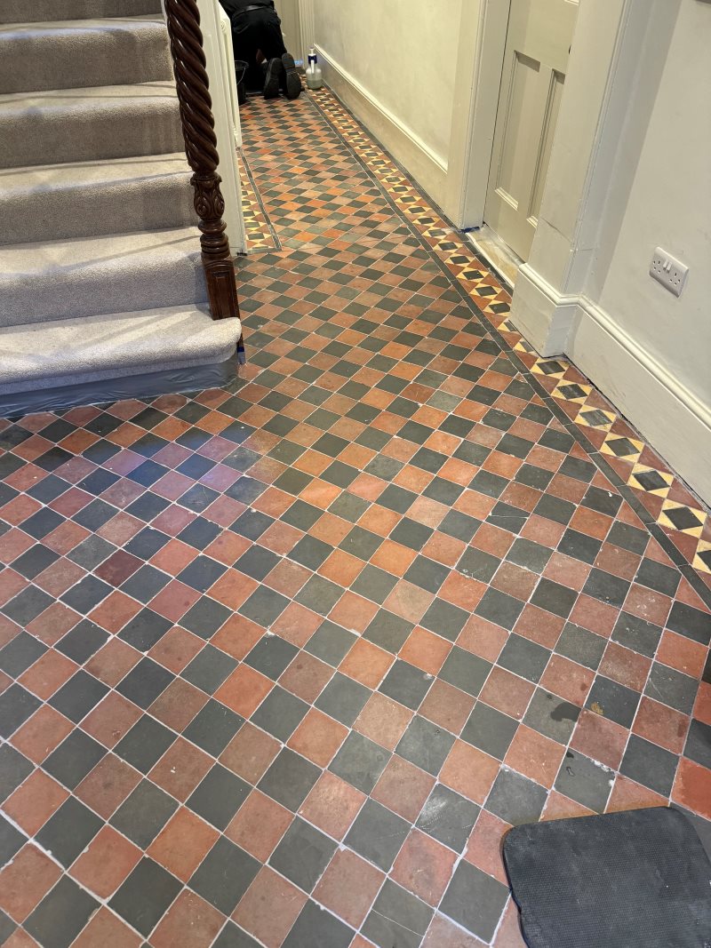 Quarry Tiled Edwardian Floor Before Cleaning Hitchin